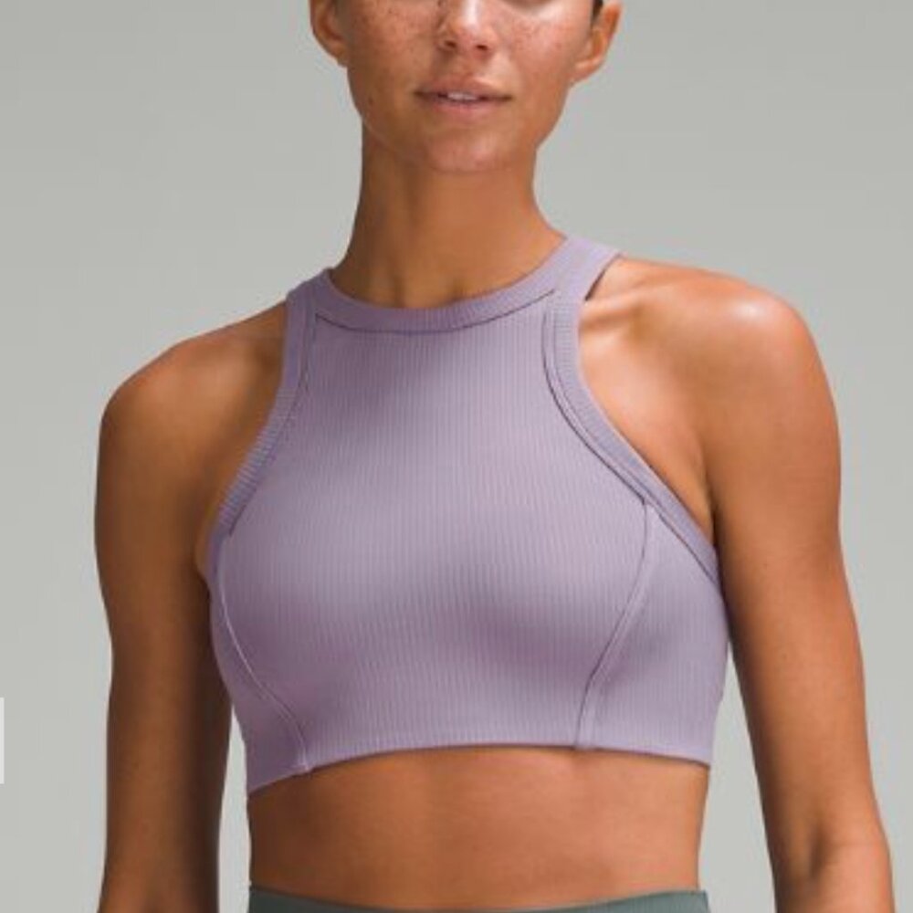 NWT Lululemon Ribbed Nulu high-neck yoga Sports Bra - light purple size 4
